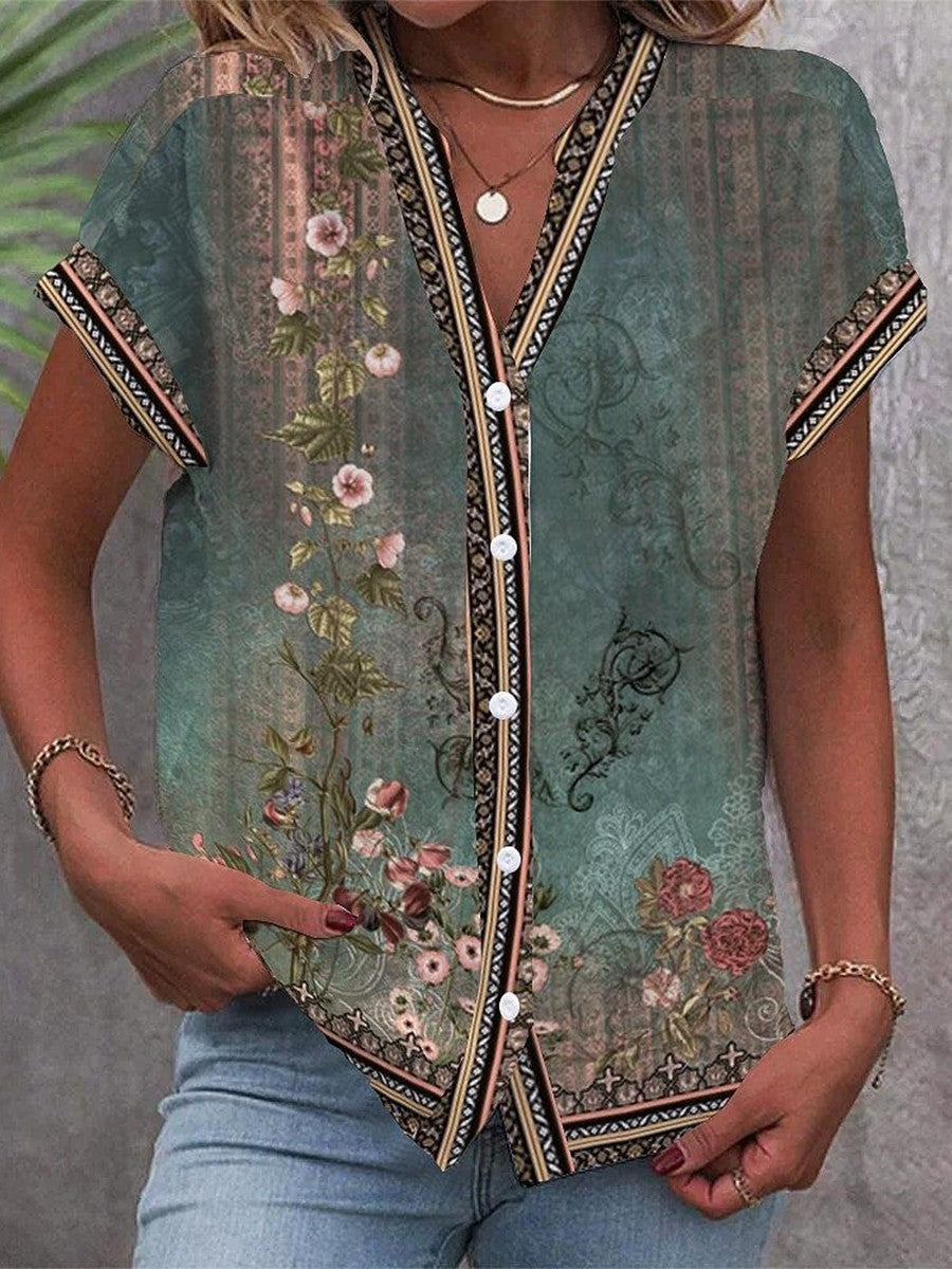 Rhea | Printed Button Blouse
