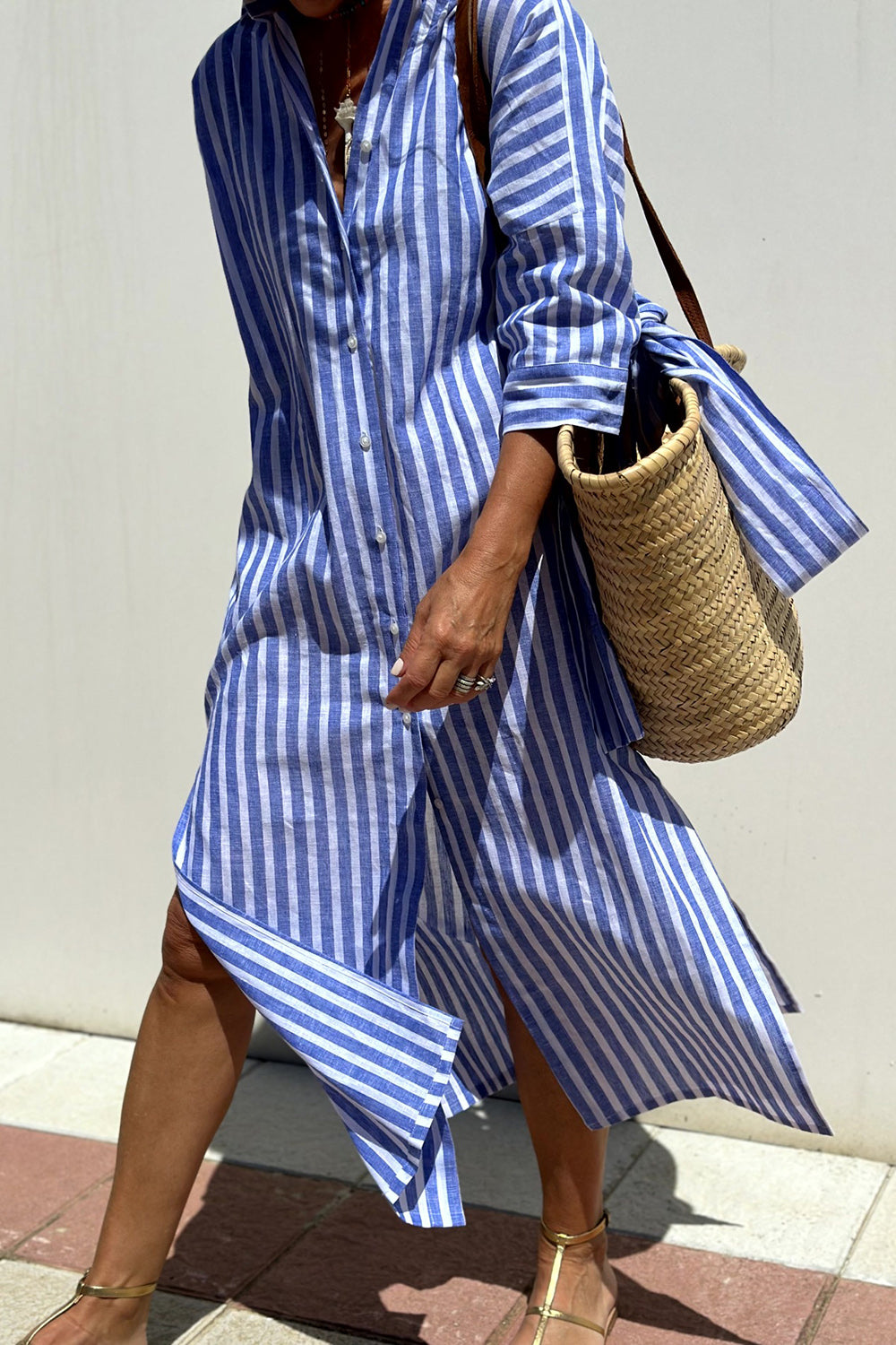 Brielle | Striped Shirt Midi Dress