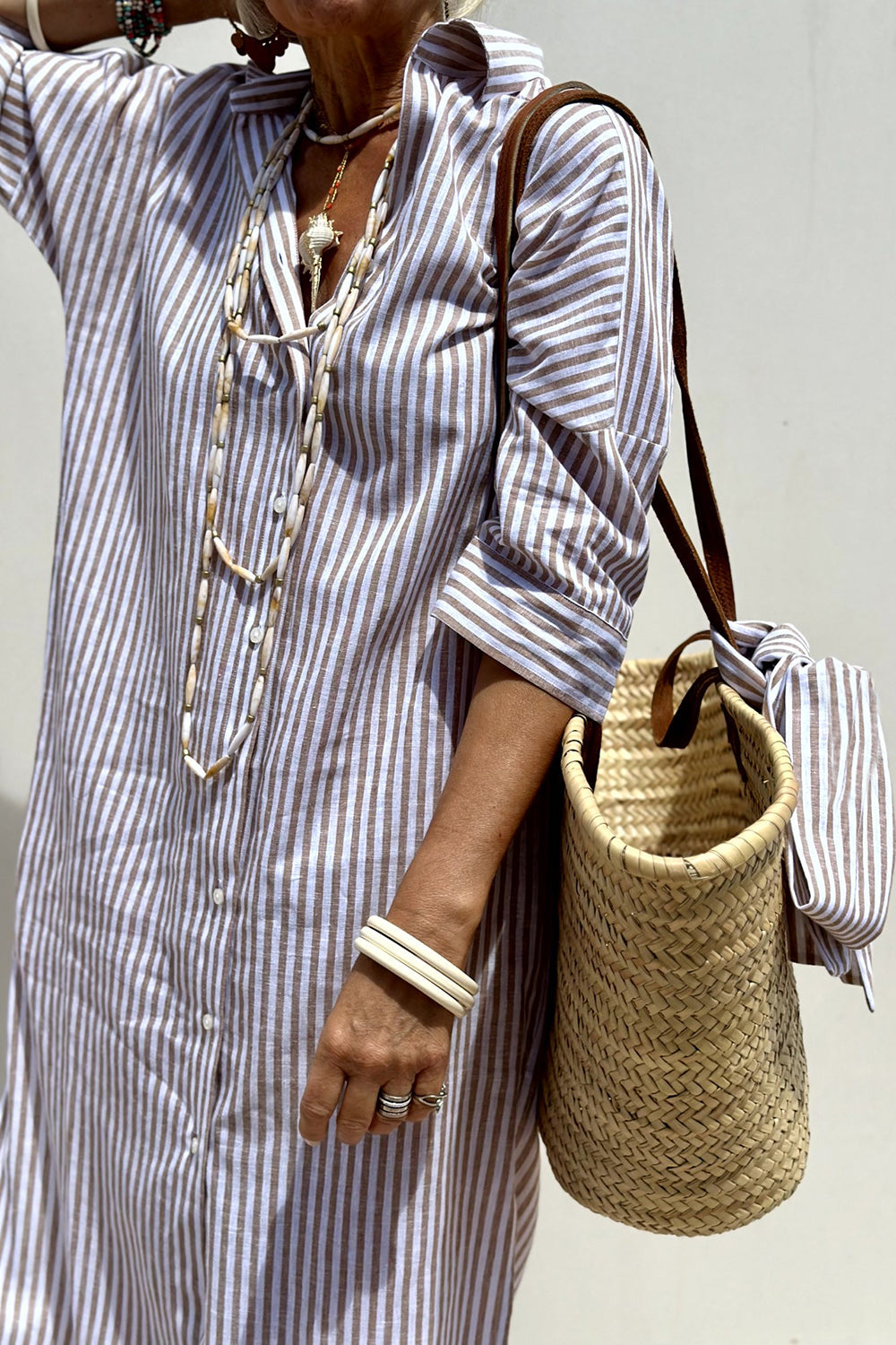 Brielle | Striped Shirt Midi Dress
