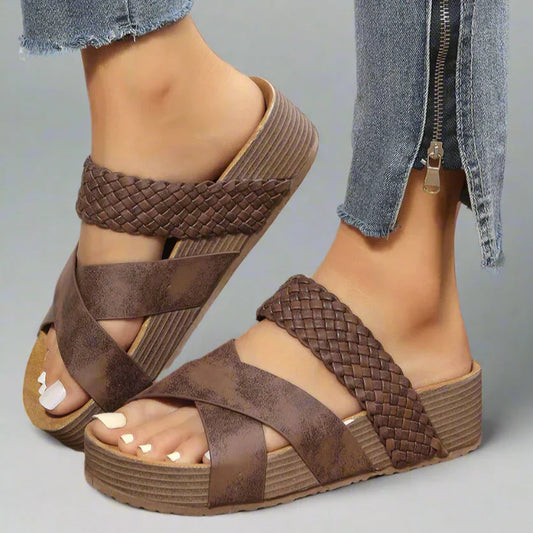 Alice | Women Braided Cross Strap Wedge Sandals