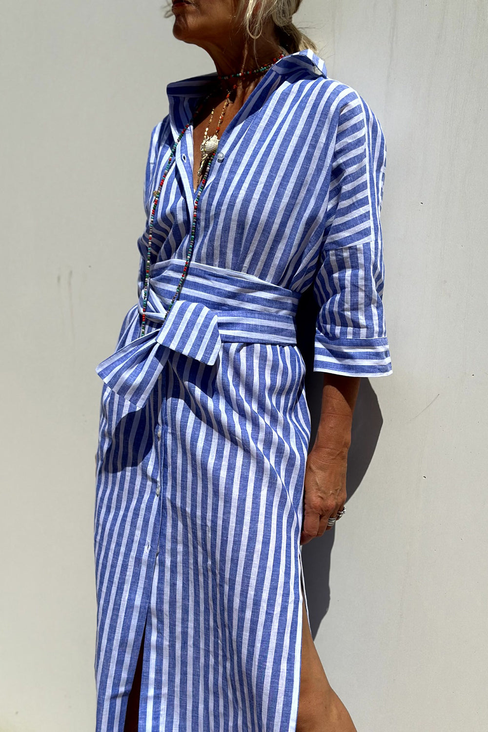 Brielle | Striped Shirt Midi Dress