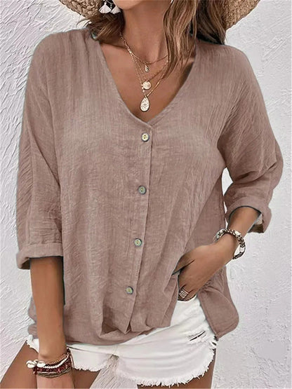 Luna | Button V-Neck Top
