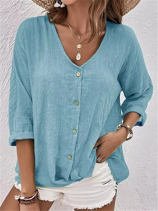 Luna | Button V-Neck Top
