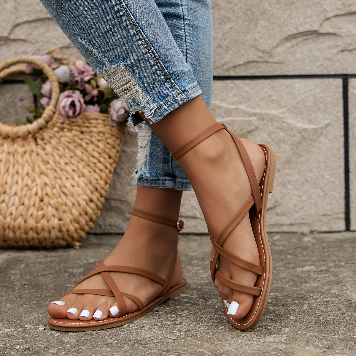 Birgit | Womens Ankle Strap Flat Sandals