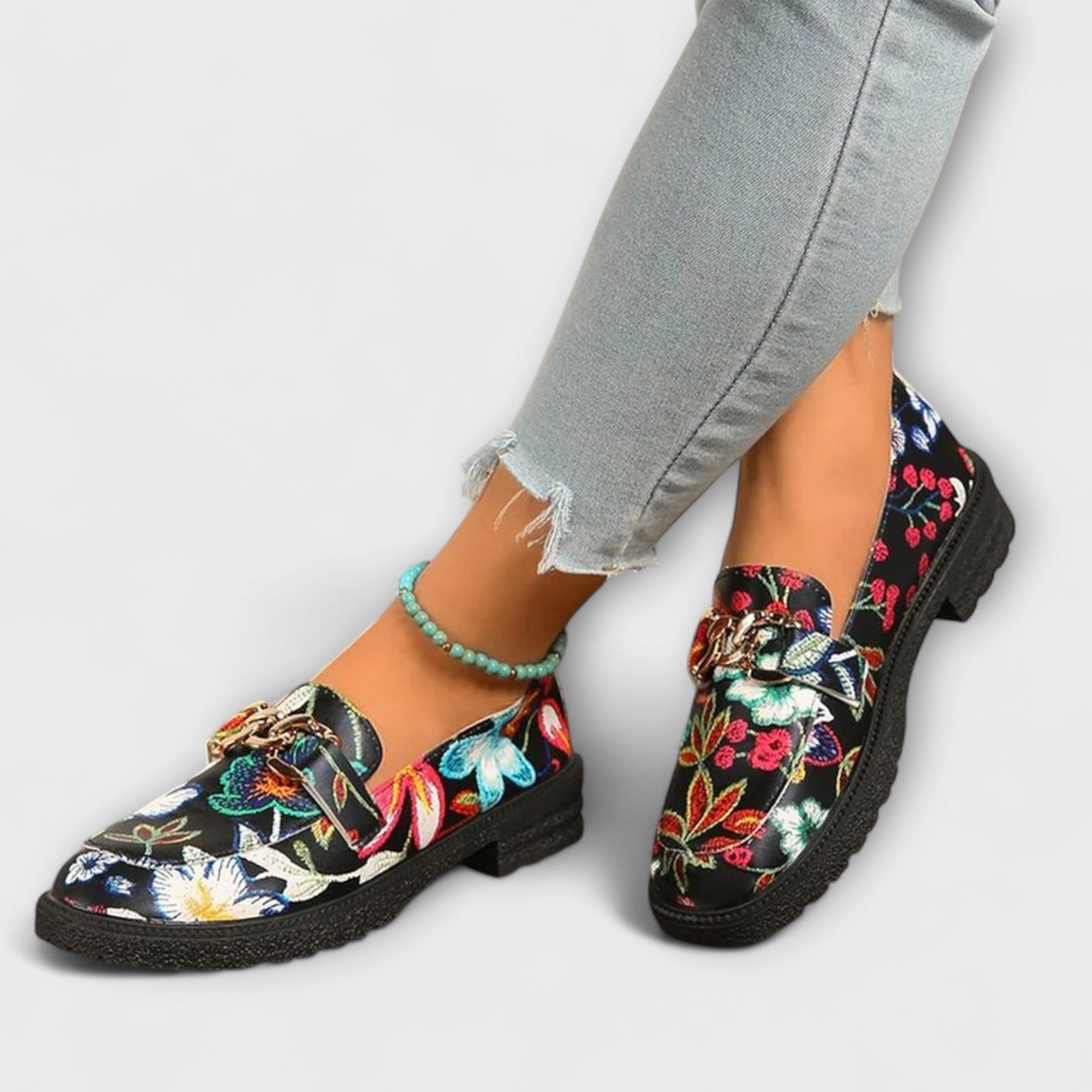 Orla | Mocasines Multicolor con Patrón de Flores