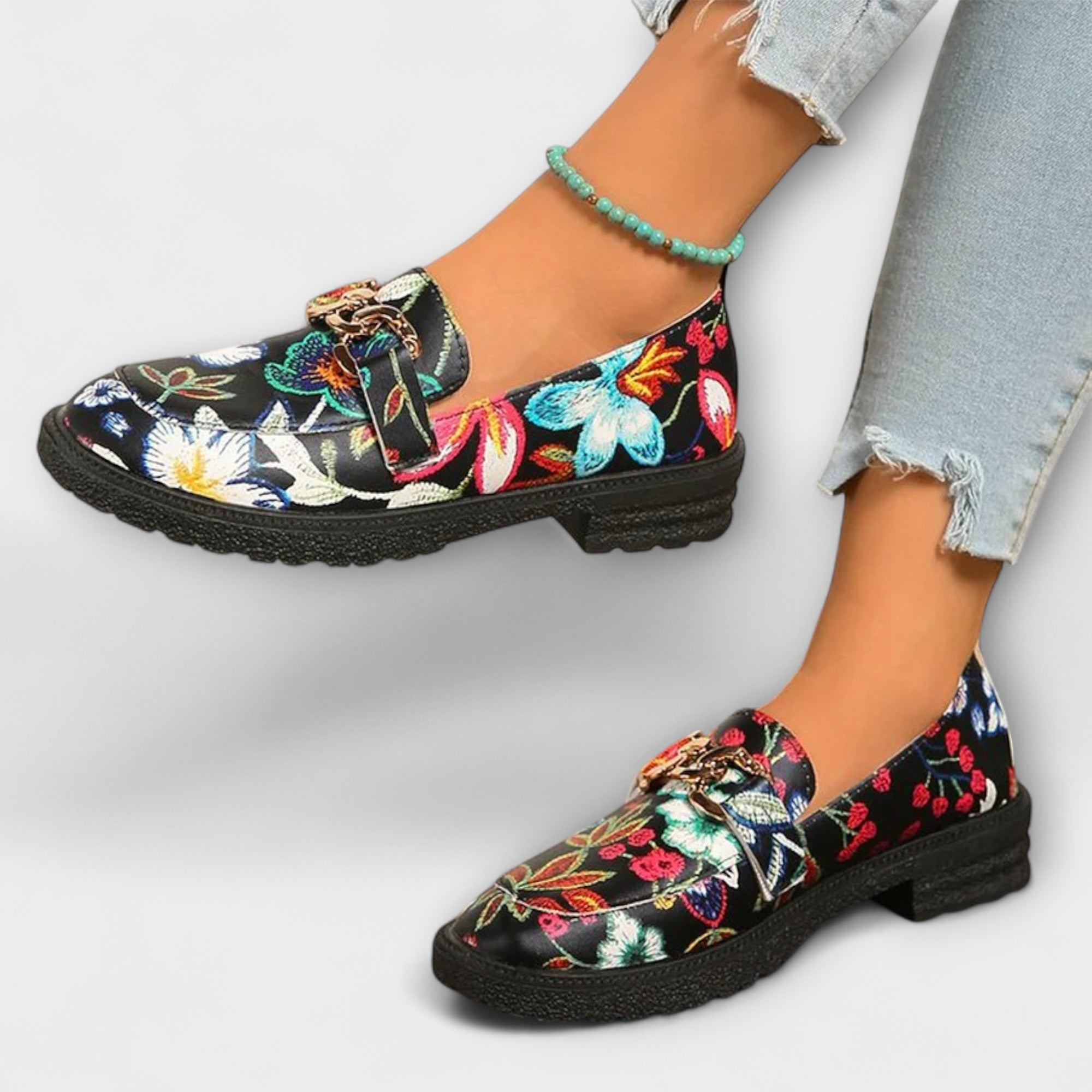 Orla | Mocasines Multicolor con Patrón de Flores