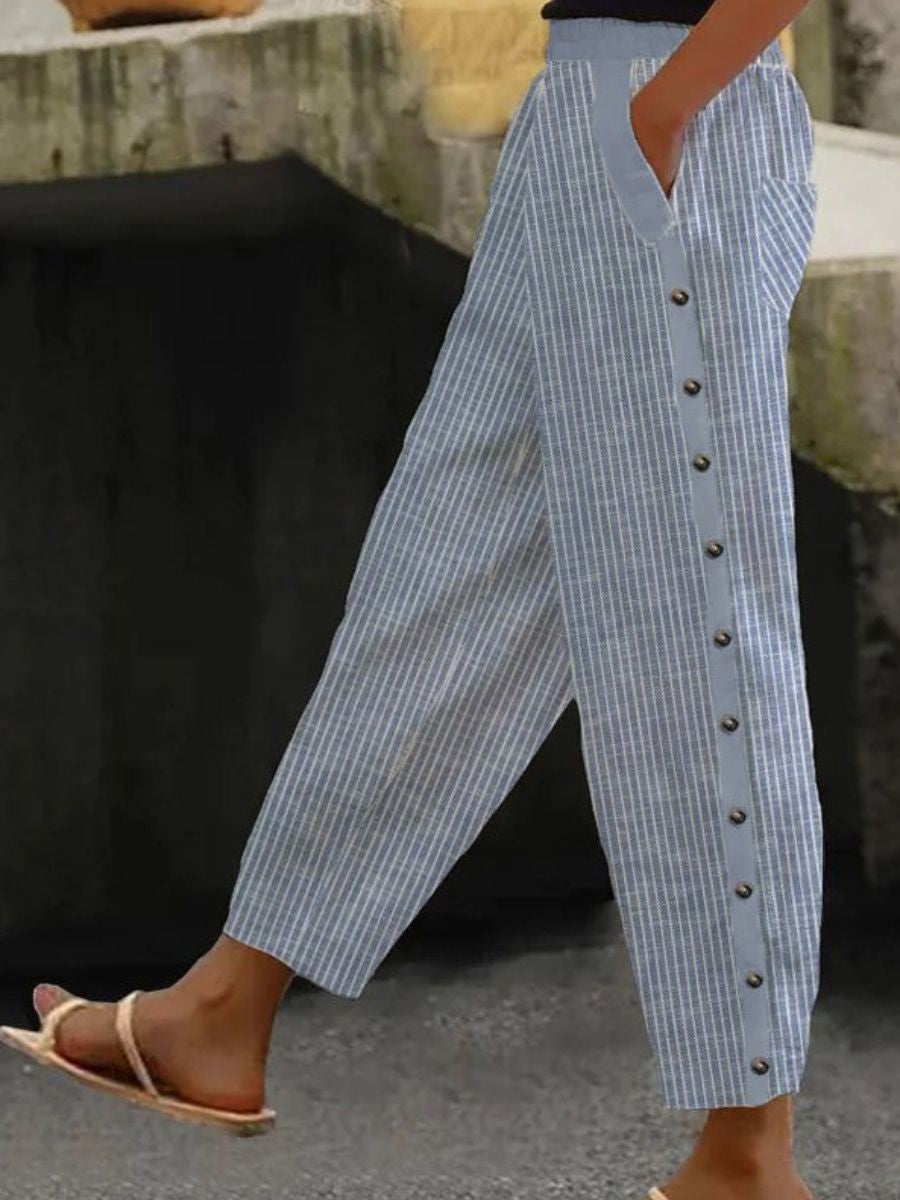 Lorna | Button Stripe Pants