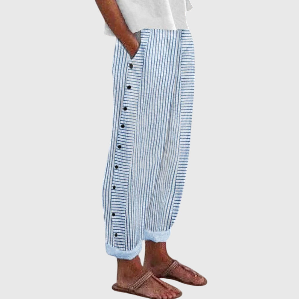 Divina | Striped Button Pants