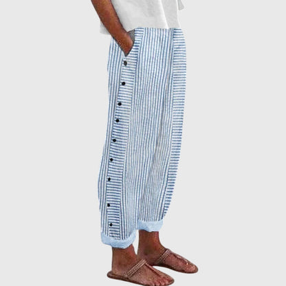Divina | Striped Button Pants