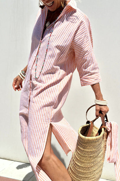 Brielle | Striped Shirt Midi Dress