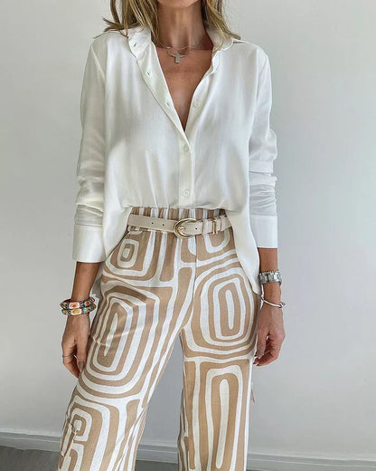 Lydia | Printed Pants Set (FREE Belt)