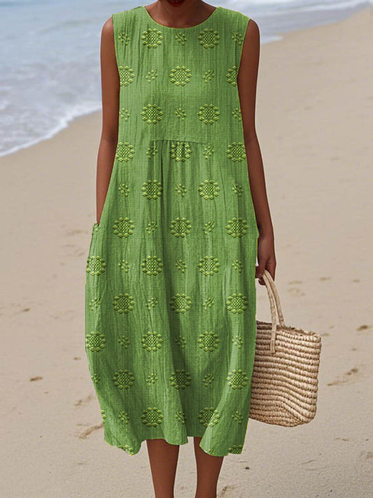 Natalie | Women Sleeveless Textured Pocket Midi Dress