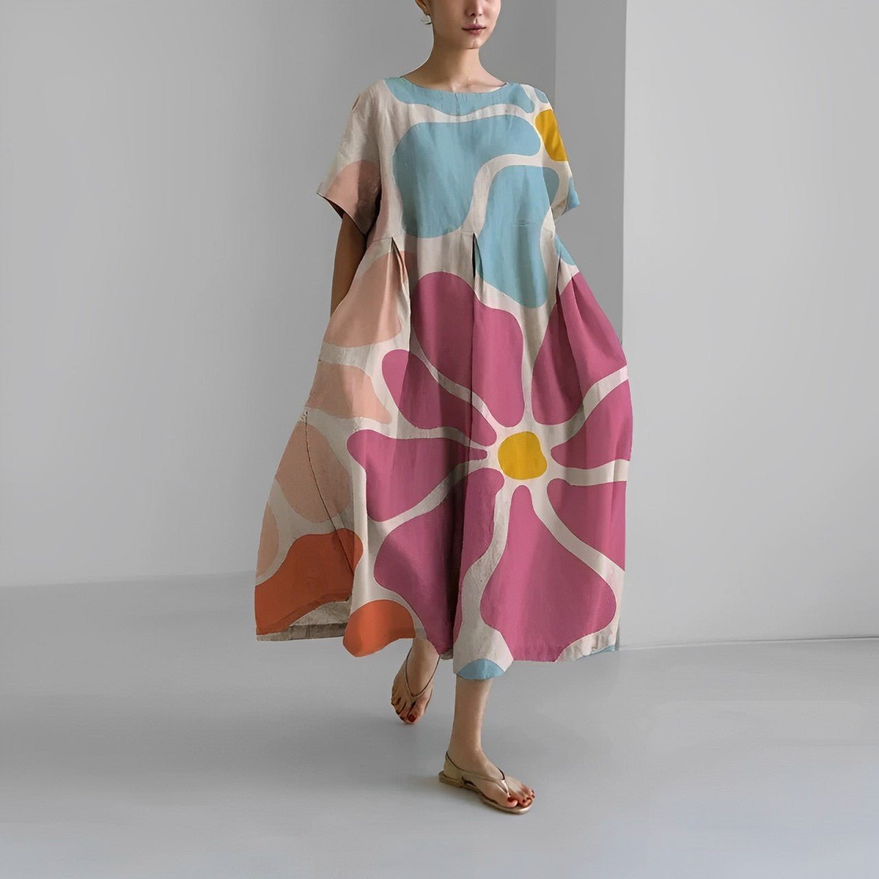 Phoebe | Abstract Flow Floral Dress