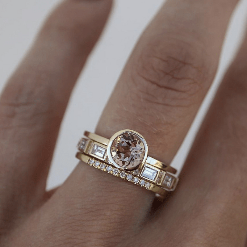 Hope - Gold Rings Set Featuring Inlaid Crystals