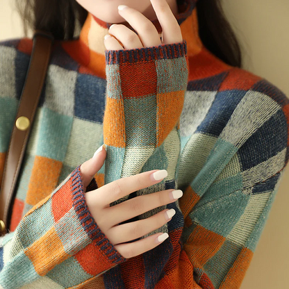 Jane | Colorblock Checkered Sweater