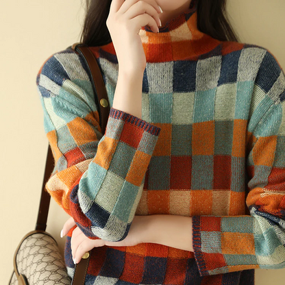 Jane | Colorblock Checkered Sweater