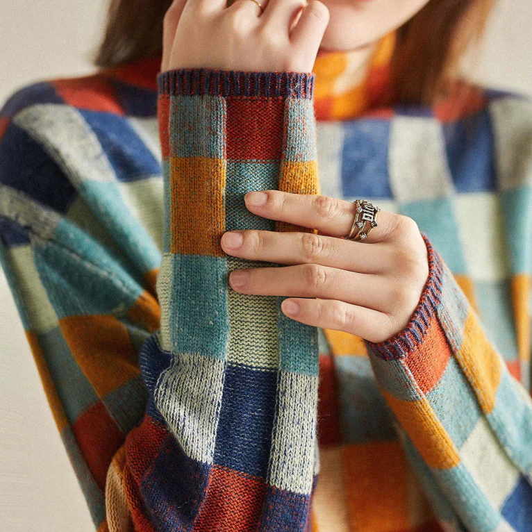 Jane | Colorblock Checkered Sweater