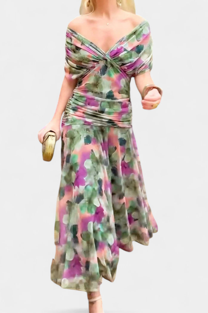 Charlotte | Women’s Off Shoulder Ruched Maxi Dress