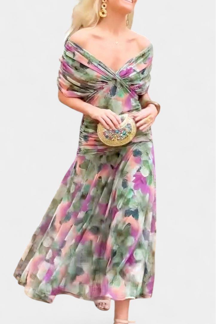 Charlotte | Women’s Off Shoulder Ruched Maxi Dress