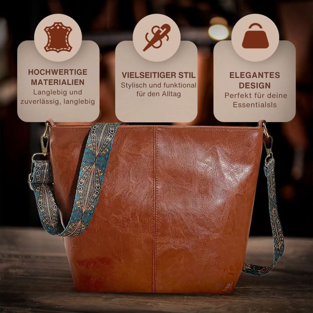 Greta - Bolsa de hombro vintage de piel