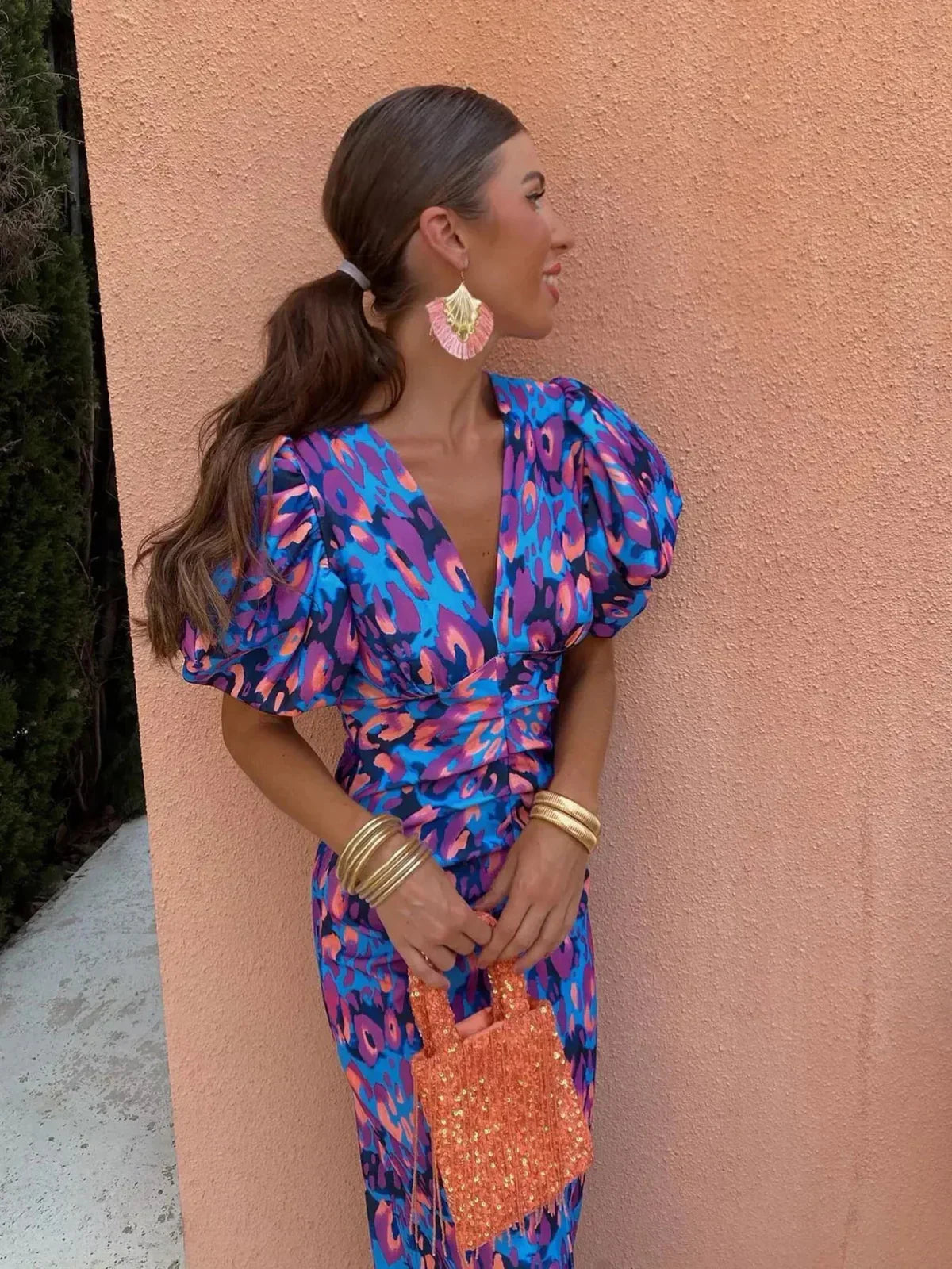 Clara | Women Summer Puff Sleeve Midi Dress