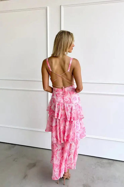 Hannah | Women’s Summer V Neck Tiered Maxi Dress
