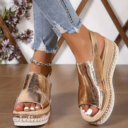 Beatrice | Womens Metallic Platform Comfort Sandals