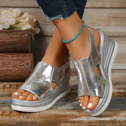 Beatrice | Womens Metallic Platform Comfort Sandals