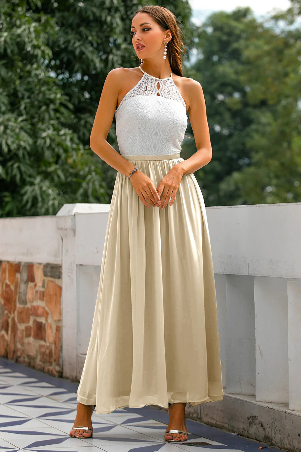 Natalie  Women Wedding Guest Halter Maxi Dress