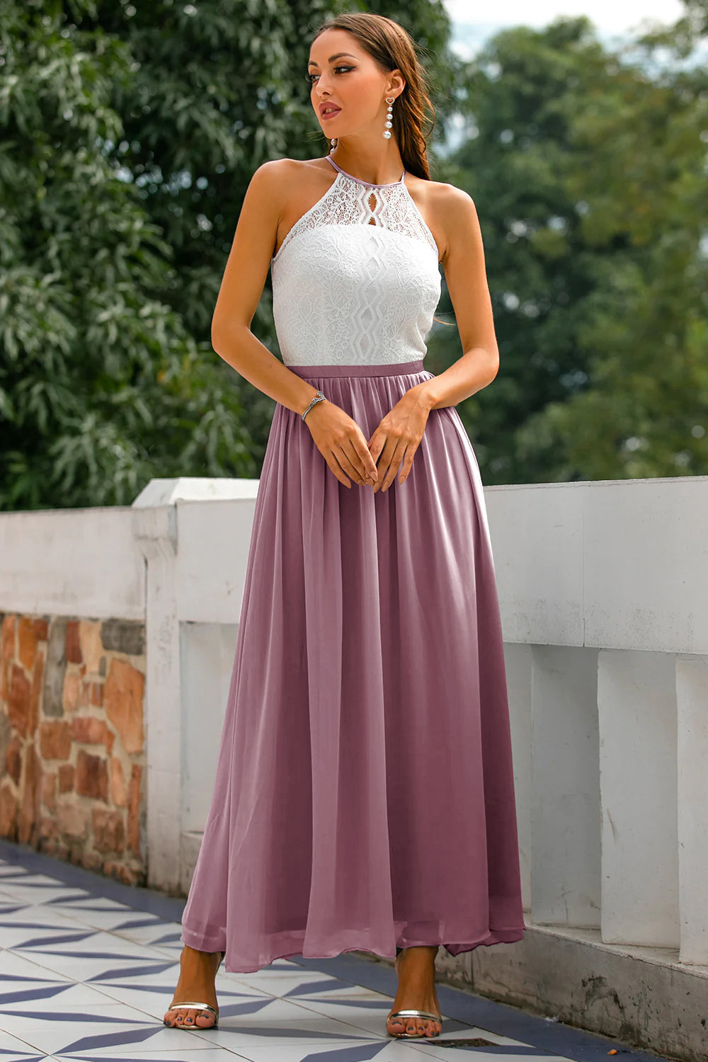 Natalie  Women Wedding Guest Halter Maxi Dress