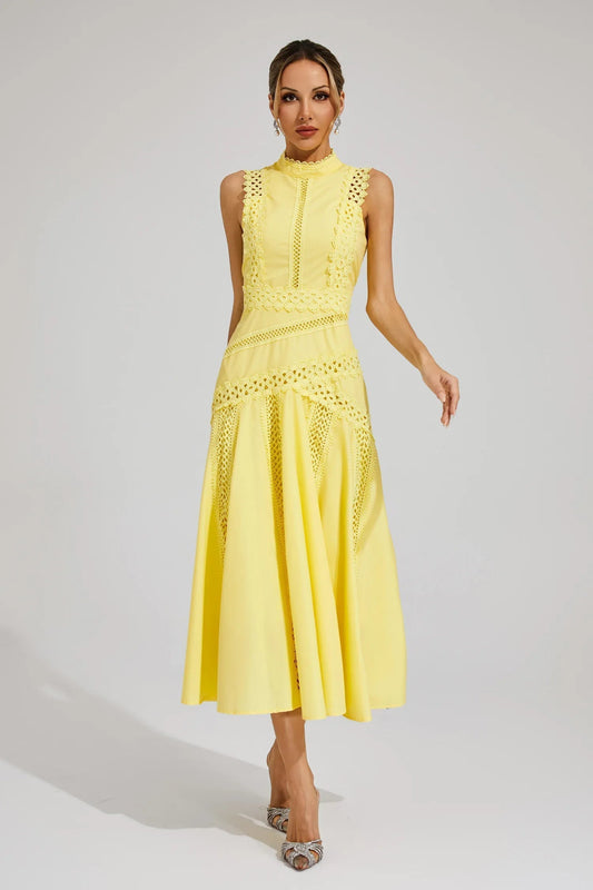 Claire | Women's Sleeveless Lace Midi Wedding Guest Dress