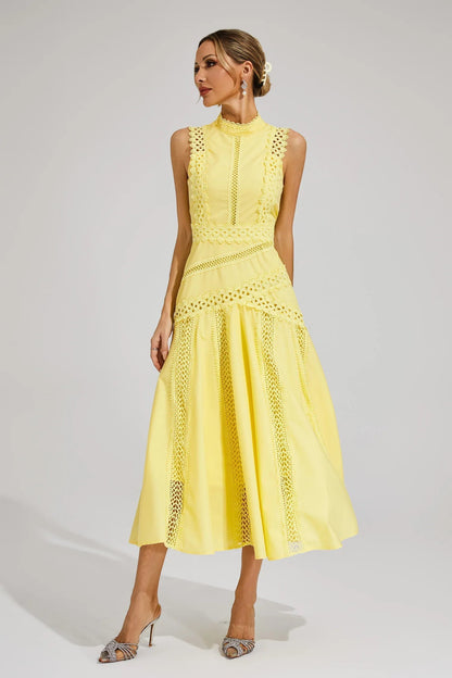 Claire | Women's Sleeveless Lace Midi Wedding Guest Dress