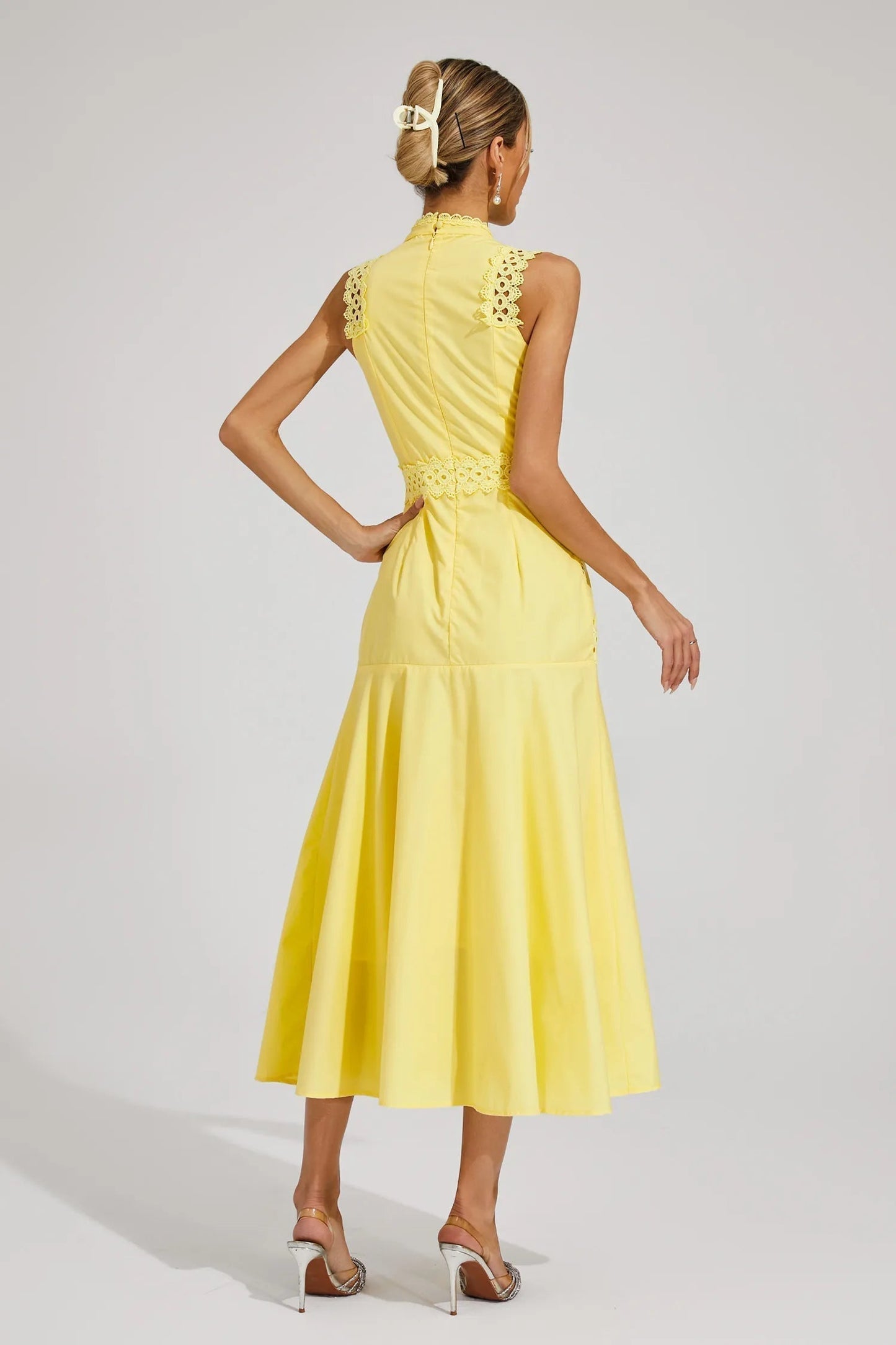 Claire | Women's Sleeveless Lace Midi Wedding Guest Dress