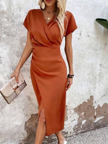 Dakota | Women's Wrap V Neck Midi Wedding Guest Dress