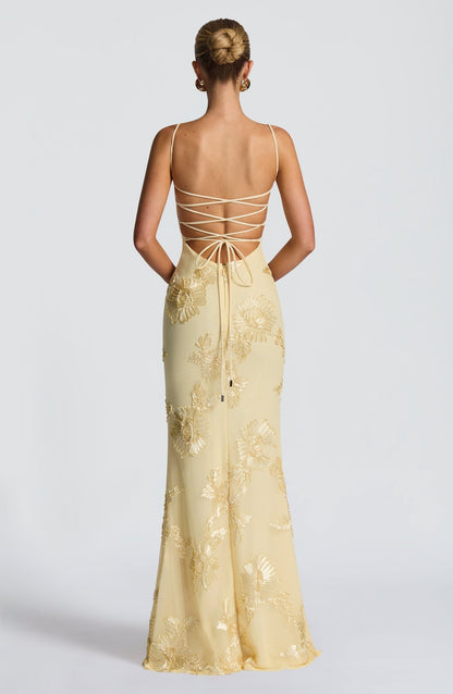 Brooklyn | Women's Floral Embroidered Maxi Wedding Guest Dress