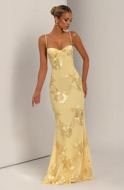 Brooklyn | Women's Floral Embroidered Maxi Wedding Guest Dress