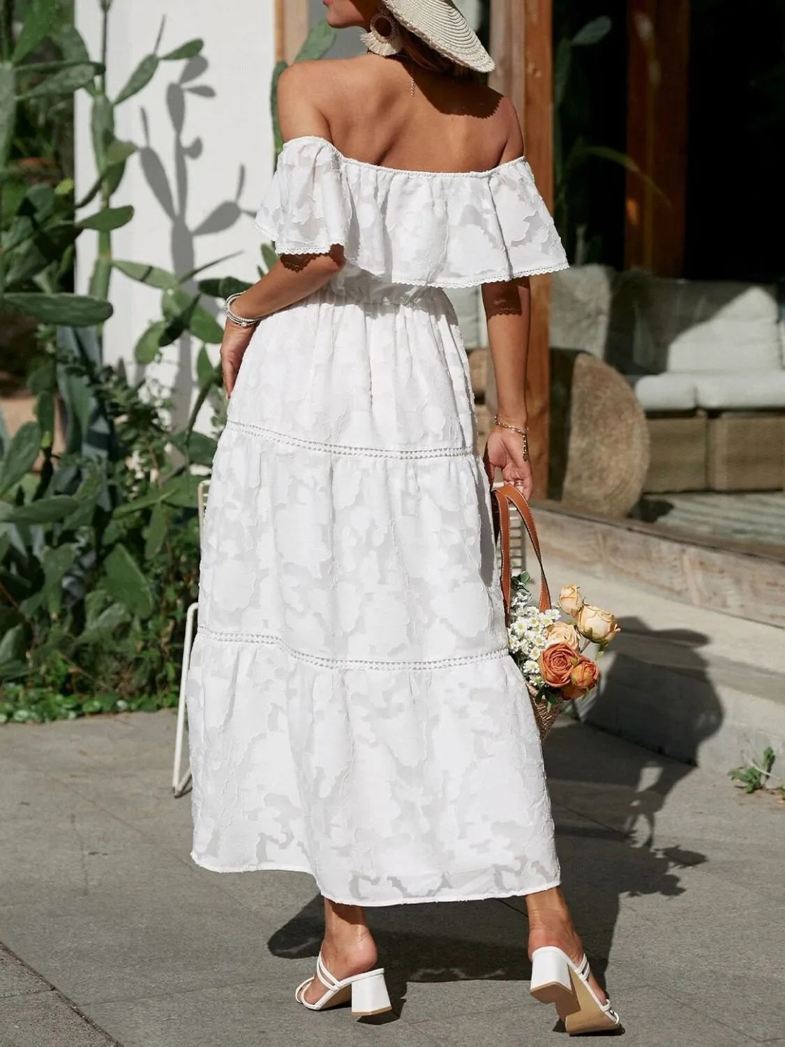Gabriella | Women's Off Shoulder Tiered Maxi Wedding Guest Dress