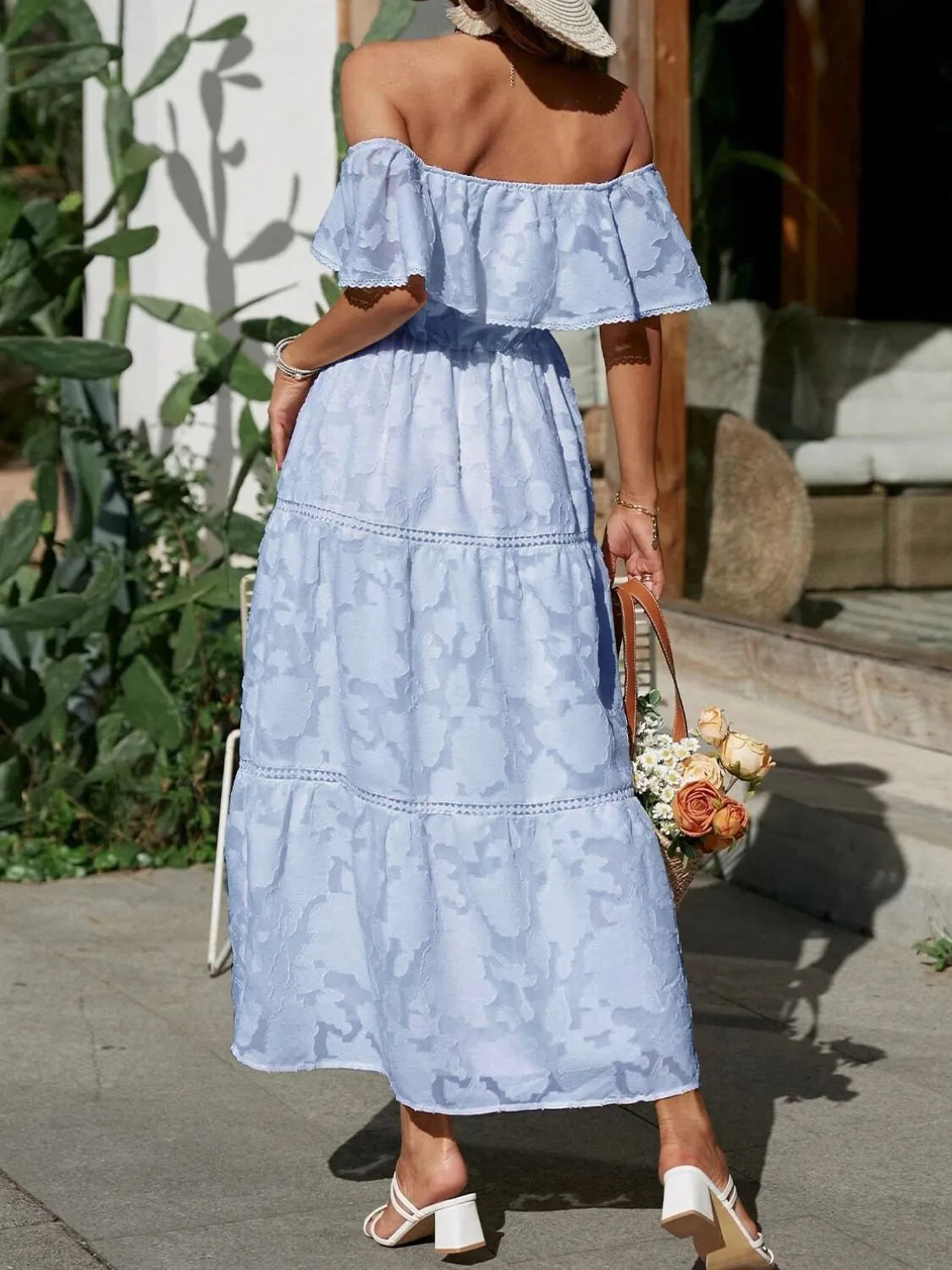Gabriella | Women's Off Shoulder Tiered Maxi Wedding Guest Dress
