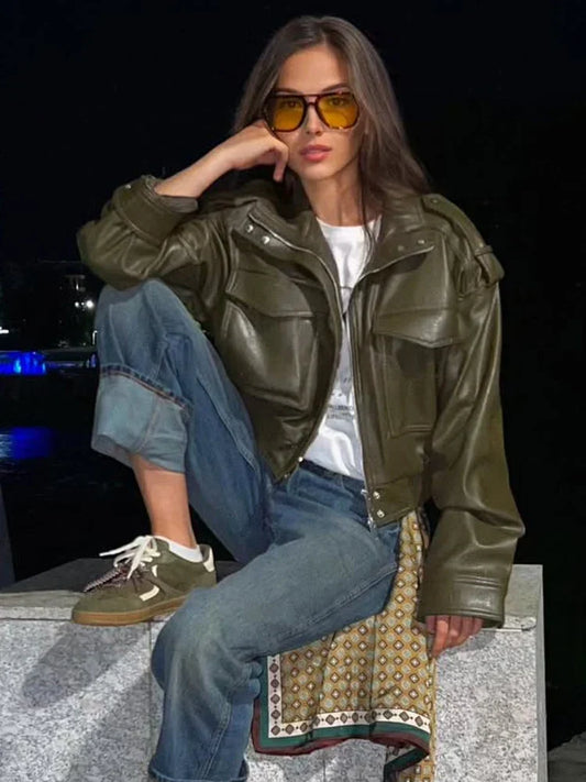Chloe | Women's Zip Up Biker Style Jacket